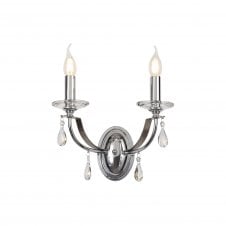 MHYSA Twin Wall Light Polished Chrome and Satin Nickel dressed with Real Crystal