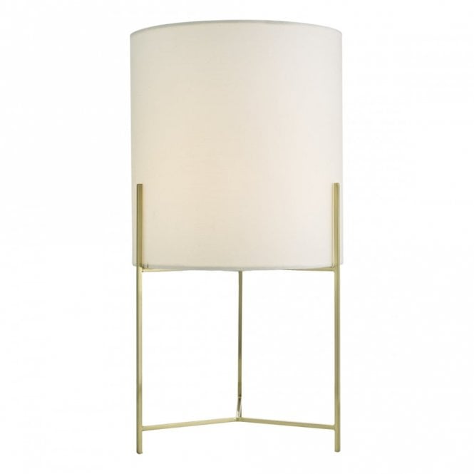 MICHAELA satin gold table lamp with white cotton shade