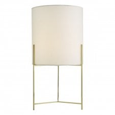 MICHAELA satin gold table lamp with white cotton shade