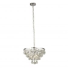 MICHELLE 4 Light Round Chrome Ceiling Pendant With Rain Drop Glass Balls