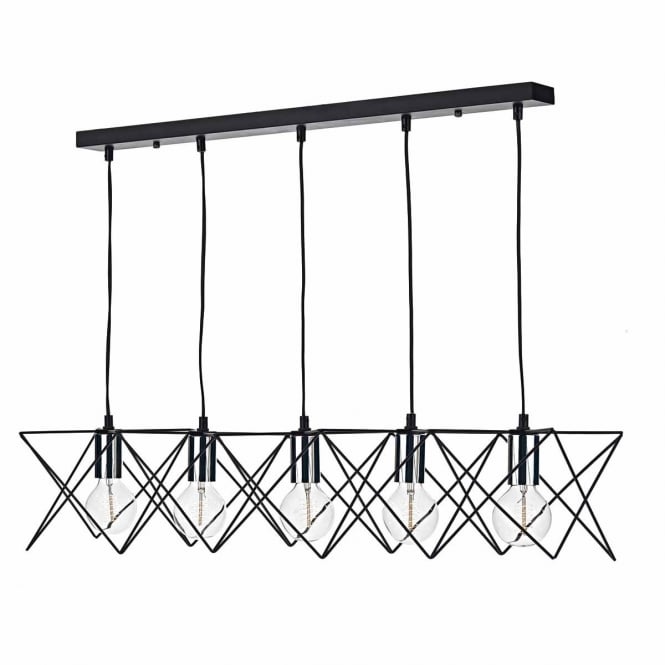 MIDI 5 light ceiling bar pendant in black and chrome