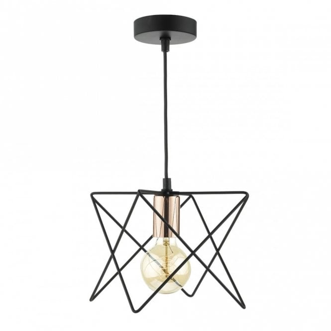 MIDI black and copper geometric ceiling pendant