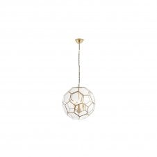 MIELE 3 light hexagonal edged globe ceiling pendant in antique brass