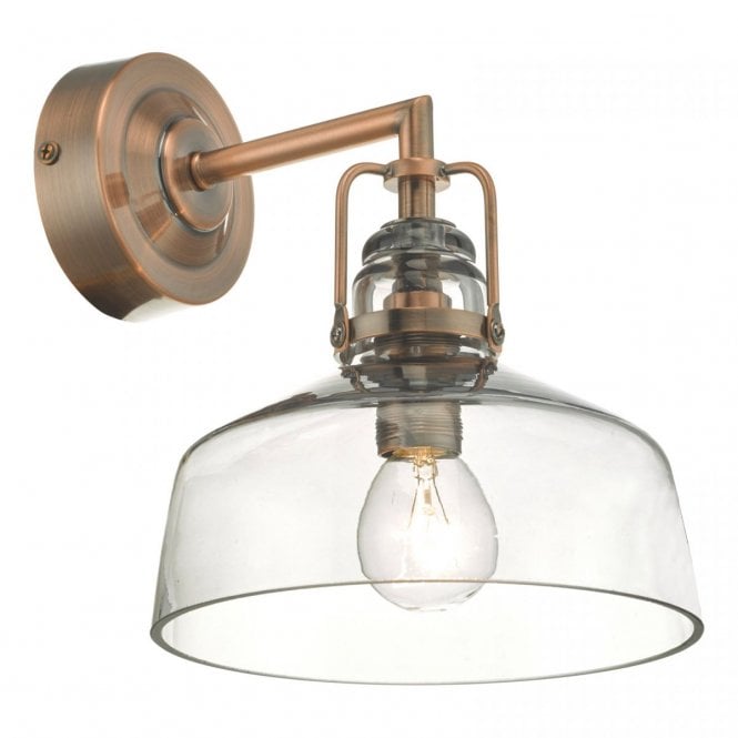 MILES Wall Light - Antique Copper Smoked Glass