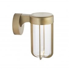 MILTON LED Wall Light in Brushed Gold with Clear Glass | Die-Cast Ip44