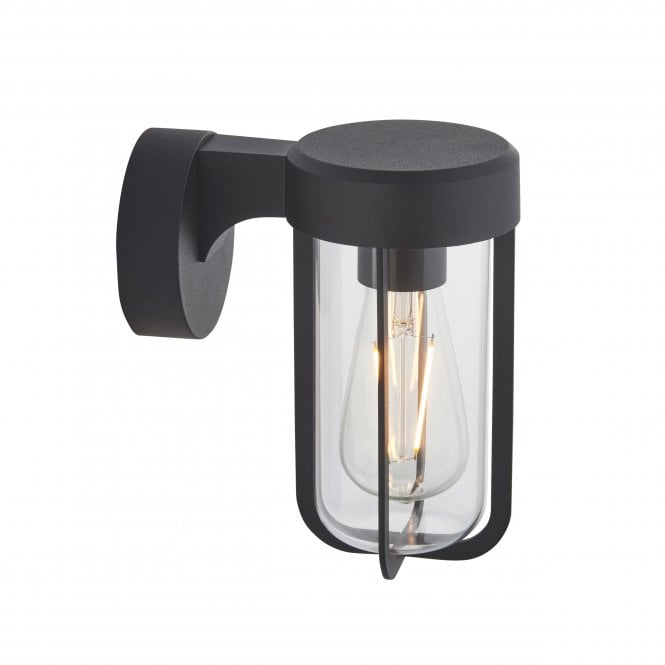 MILTON Wall Light in Black with Clear Glass | Die-Cast Ip44