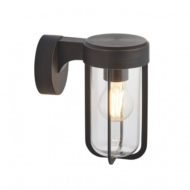 MILTON Wall Light in Brushed Bronze with Clear Glass | Die-Cast Ip44