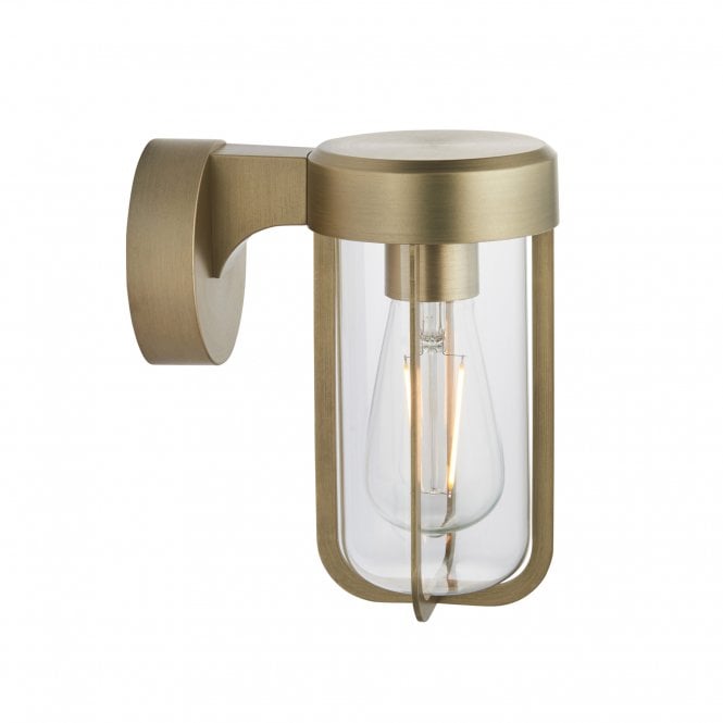 MILTON Wall Light in Brushed Gold with Clear Glass | Die-Cast Ip44