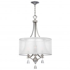 decorative modern ceiling pendant chandelier in brushed nickel with crystal droplets