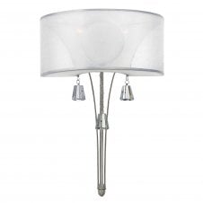 decorative modern wall light in brushed nickel with crystal droplets
