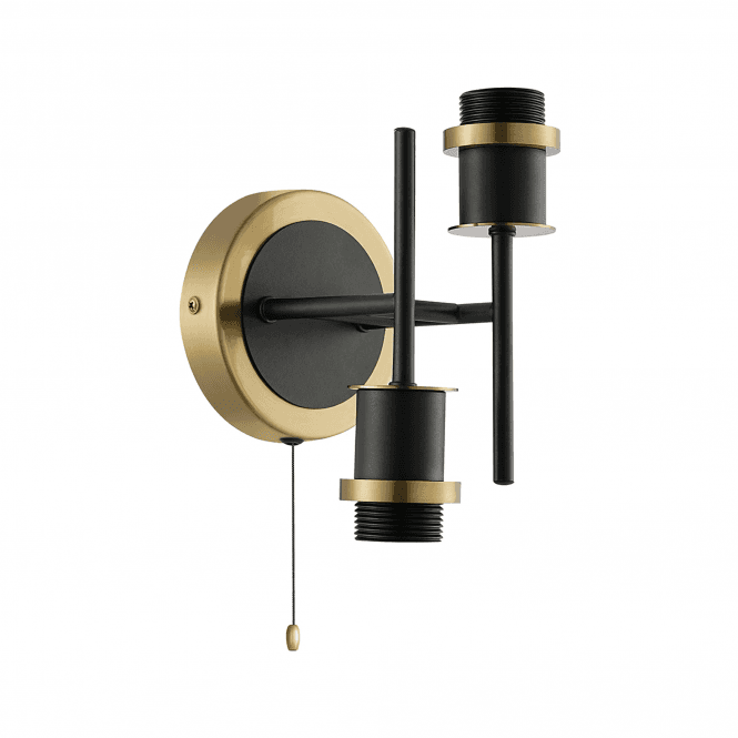 Mingle 2 Light IP44 Bathroom Wall Light in Brass and Satin Black (Bracket Only)