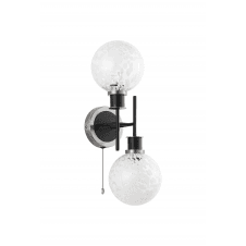 Mingle 2 Light IP44 Wall Light in Satin Nickel & Satin Black with White Confetti Glass Shades