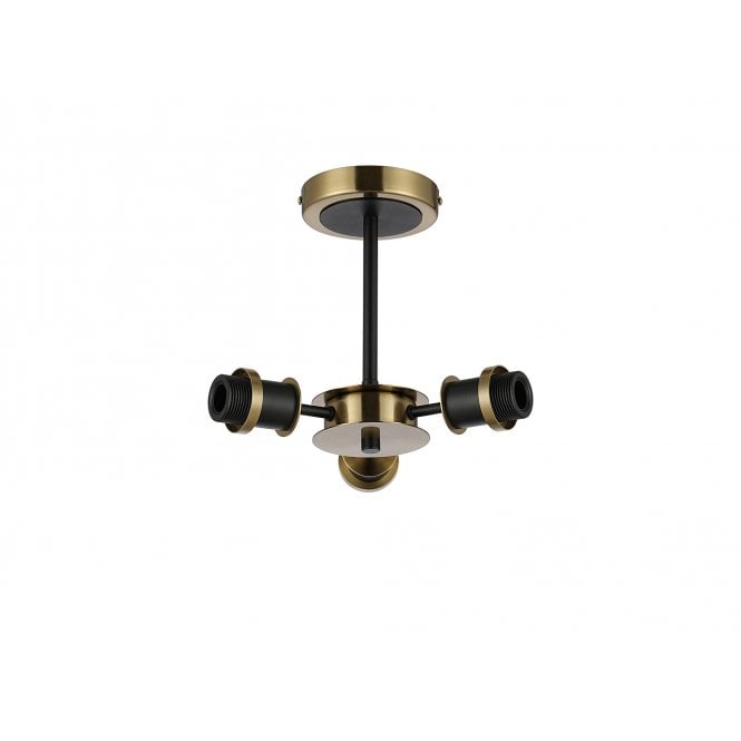 Mingle 3 Light IP44 Bathroom Semi-Flush in Brass & Satin Black (Fitting Only)