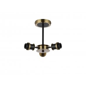 Mingle 3 Light IP44 Bathroom Semi-Flush in Brass & Satin Black (Fitting Only)
