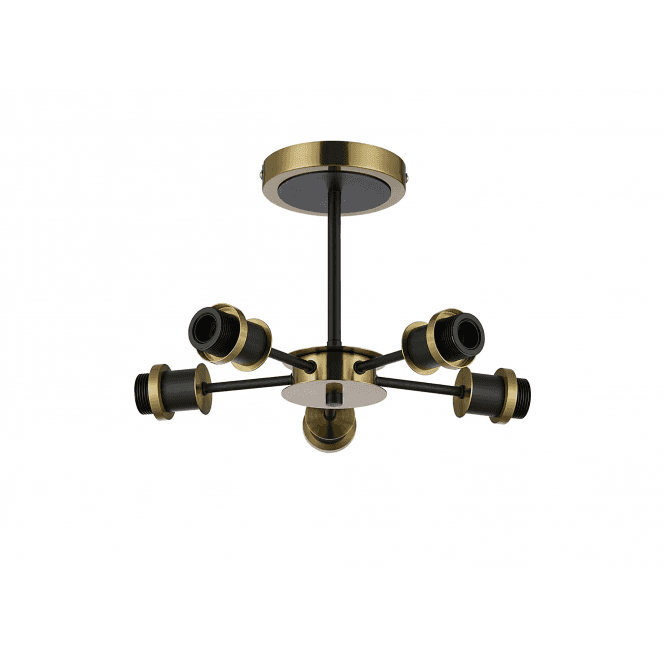 Mingle 5 Light IP44 Bathroom Semi-Flush Brass and Satin Black (Fitting Only)