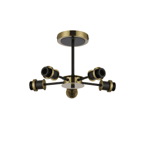 Mingle 5 Light IP44 Bathroom Semi-Flush Brass and Satin Black (Fitting Only)