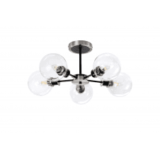Mingle 5 Light IP44 Semi-Flush in Satin Nickel & Satin Black with Clear Glass Shades