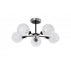 Mingle 5 Light IP44 Semi-Flush in Satin Nickel & Satin Black with White Confetti Glass Shades