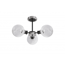 Mingle IP20 3 Light Semi-Flush in Satin Nickel & Satin Black with White Confetti Glass Shades