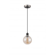 Mingle IP20 Pendant in Satin Nickel & Satin Black with 15cm Amber Plated Glass Shade