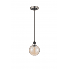 Mingle IP20 Pendant in Satin Nickel & Satin Black with 15cm Amber Plated Segment Glass Shade