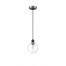 Mingle IP20 Pendant in Satin Nickel & Satin Black with 15cm Clear Glass Shade