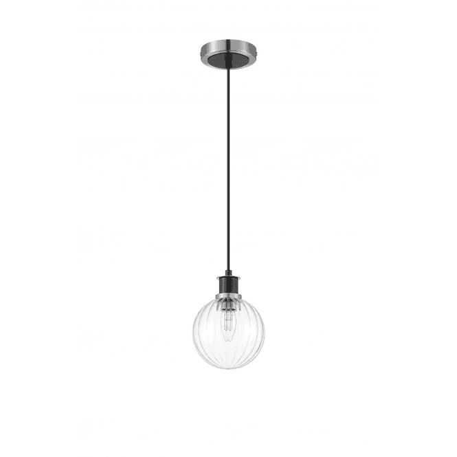 Mingle IP20 Pendant in Satin Nickel & Satin Black with 15cm Clear Segment Glass Shade