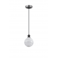 Mingle IP20 Pendant in Satin Nickel & Satin Black with 15cm Grey Marble Effect Glass Shade
