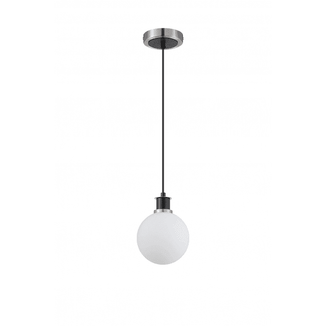 Mingle IP20 Pendant in Satin Nickel & Satin Black with 15cm Opal Glass Shade