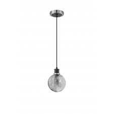 Mingle IP20 Pendant in Satin Nickel & Satin Black with 15cm Smoke Plated Ribbed/Smooth Glass Shade