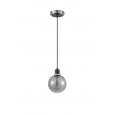 Mingle IP20 Pendant in Satin Nickel & Satin Black with 15cm Smoke Plated Segment Glass Shade