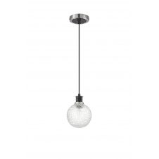 Mingle IP20 Pendant in Satin Nickel & Satin Black with 15cm Textured Diamond Pattern Clear Glass Shade