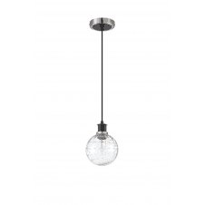 Mingle IP20 Pendant in Satin Nickel & Satin Black with 15cm Textured Melting Clear Glass Shade