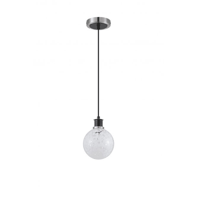 Mingle IP20 Pendant in Satin Nickel & Satin Black with 15cm White Confetti Glass Shade