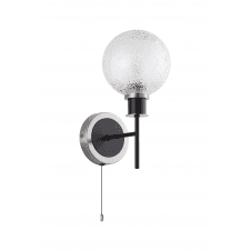 Mingle IP20 Wall Light in Satin Nickel & Satin Black with Dimpled Clear Glass Shade 