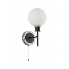 Mingle IP20 Wall Light in Satin Nickel & Satin Black with Opal Glass Shade