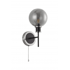 Mingle IP20 Wall Light in Satin Nickel & Satin Black with Smoke Plated Glass Shade