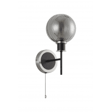 Mingle IP20 Wall Light in Satin Nickel & Satin Black with Smoke Plated Segment Glass Shade
