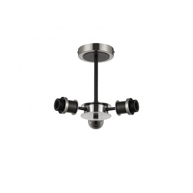 Mingle IP44 3 Light Semi-Flush in Satin Nickel & Satin Black (Fitting Only)