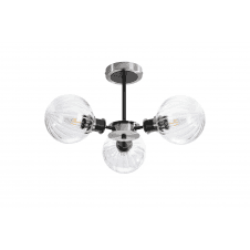 Mingle IP44 3 Light Semi-Flush in Satin Nickel & Satin Black with Clear Segment Glass Shades
