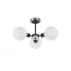 Mingle IP44 3 Light Semi-Flush in Satin Nickel & Satin Black with Opal Glass Shades