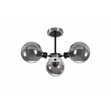 Mingle IP44 3 Light Semi-Flush in Satin Nickel & Satin Black with Smoke Plated Segment Glass Shades