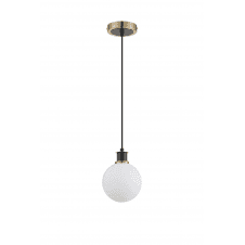 Mingle IP44 Pendant in Brass & Satin Black with 15cm Opal Glass Shade