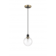 Mingle IP44 Pendant in Brass & Satin Black with 15cm Segment Clear Glass Shade