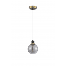 Mingle IP44 Pendant in Brass & Satin Black with 15cm Smoke Plated Glass Shade