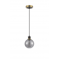 Mingle IP44 Pendant in Brass & Satin Black with 15cm Smoke Plated Segment Glass Shade