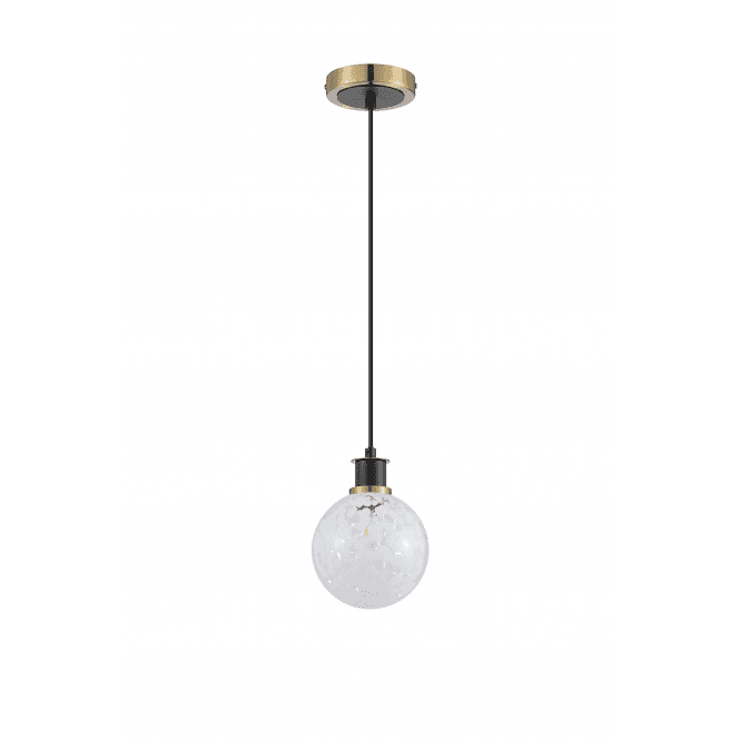 Mingle IP44 Pendant in Brass & Satin Black with 15cm White Confetti Glass Shade