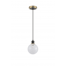 Mingle IP44 Pendant in Brass & Satin Black with 15cm White Confetti Glass Shade