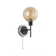 Mingle IP44 Wall Light in Satin Nickel & Satin Black with Amber Plated Segment Glass Shades