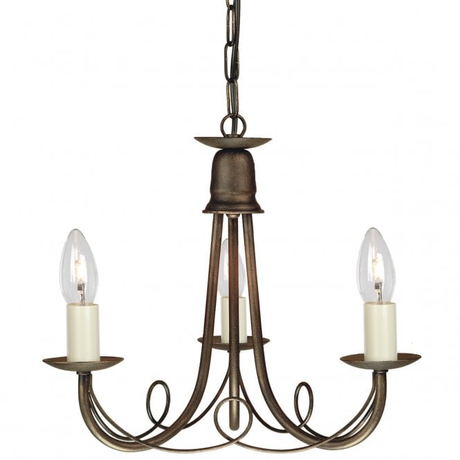 MINSTER 3 Light Gothic Chandelier in Black Gold